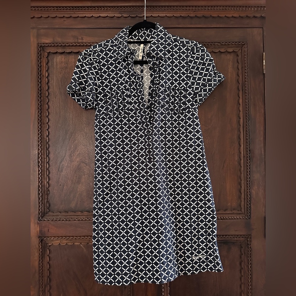 Pepe Jeans Navy and White Patterned Mini Dress
